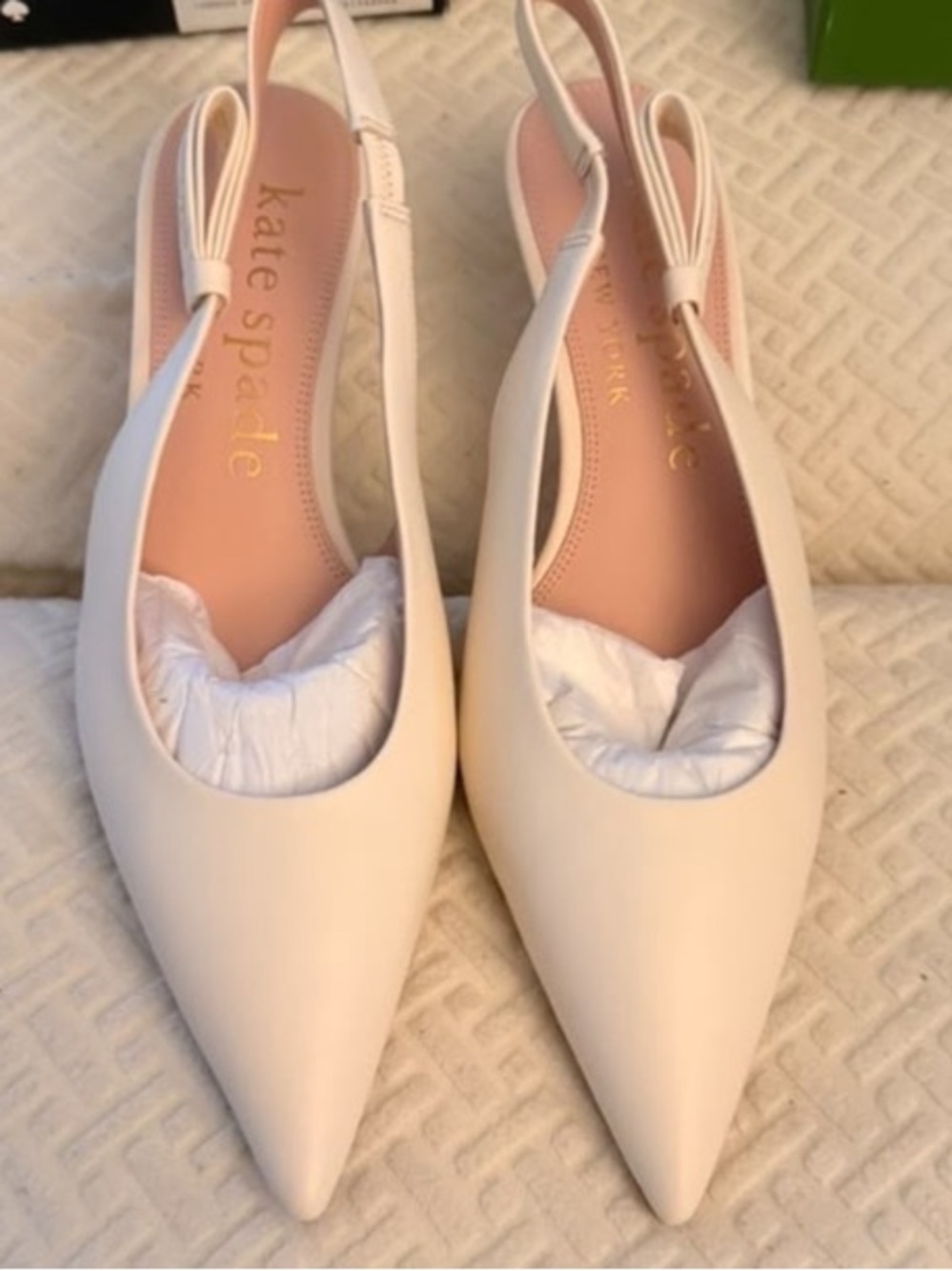kate spade Cream Pointed Slingback Flats